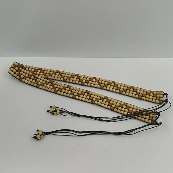OLD NAVY Wood Bead BOHO Tie Belt. Size Small. Back is lined in Black. EUC il_fullxfull.5204957216_hwtq.jpg main image 4